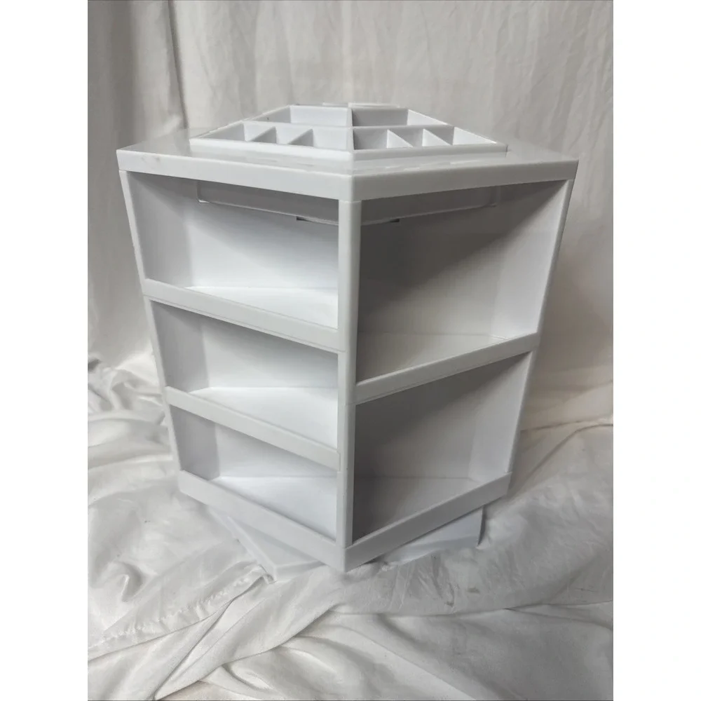 Lori Greiner Makeup Cosmetic Craft Organizer Tabletop Spinning Rotating  White